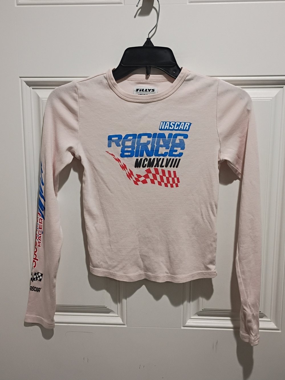Tilly's Light Pink NASCAR Racing Graphic Long Sleeve Tee -XS